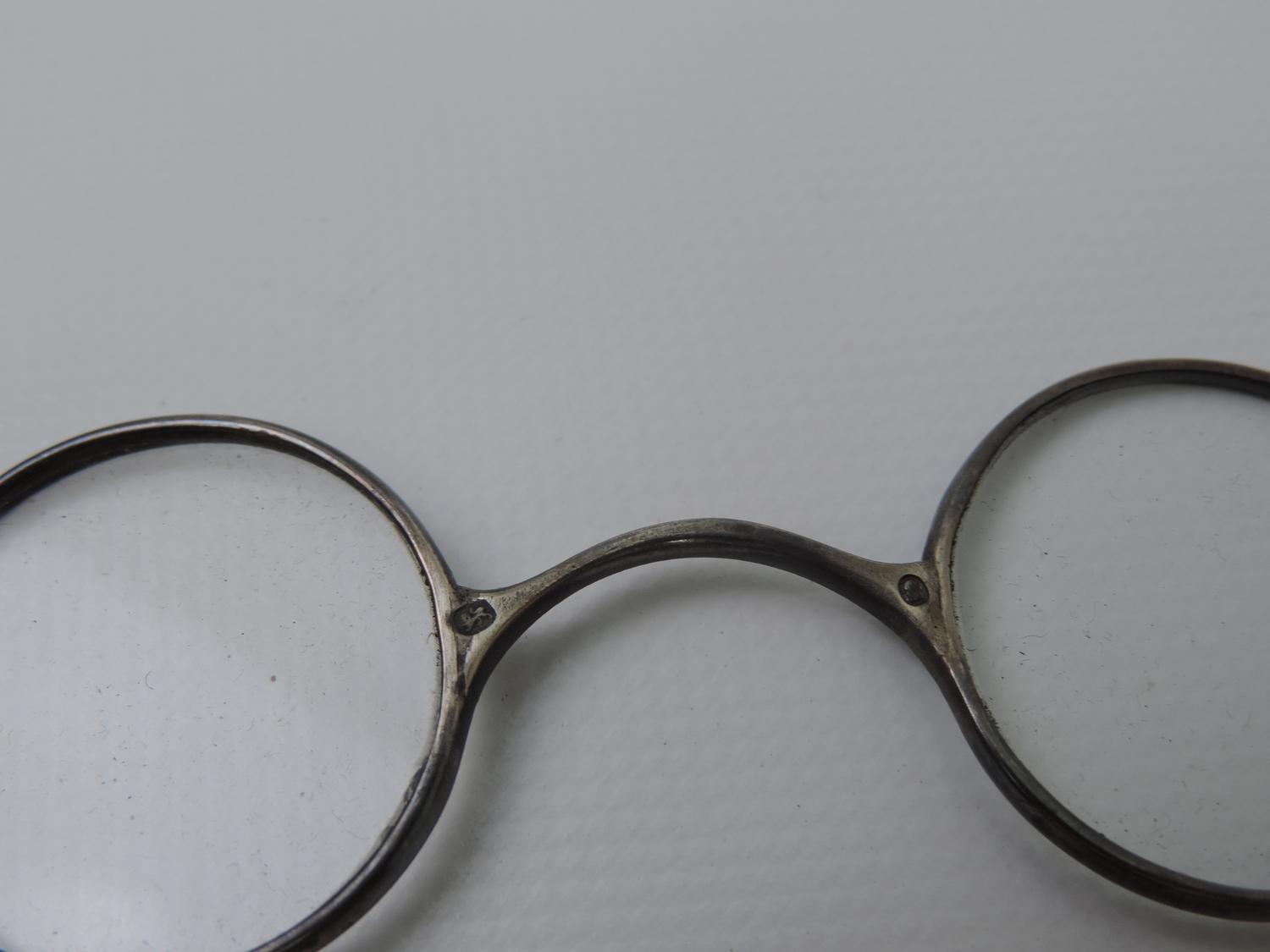 Rare Cased Pair of Georgian Sterling Silver Wig Spectacles - Fully Hallmarked - Image 6 of 8