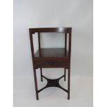 Victorian Mahogany Washstand with Shelf and Drawer under