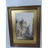 Signed Gilt Framed Watercolour of Milan by C.J. Keats - Visible Picture 12.5" x 19"