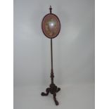 Victorian Walnut Tapestry Pole Screen on Tripod Feet