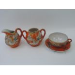 Dragon-ware Part Tea Set in Rare Orange Palette