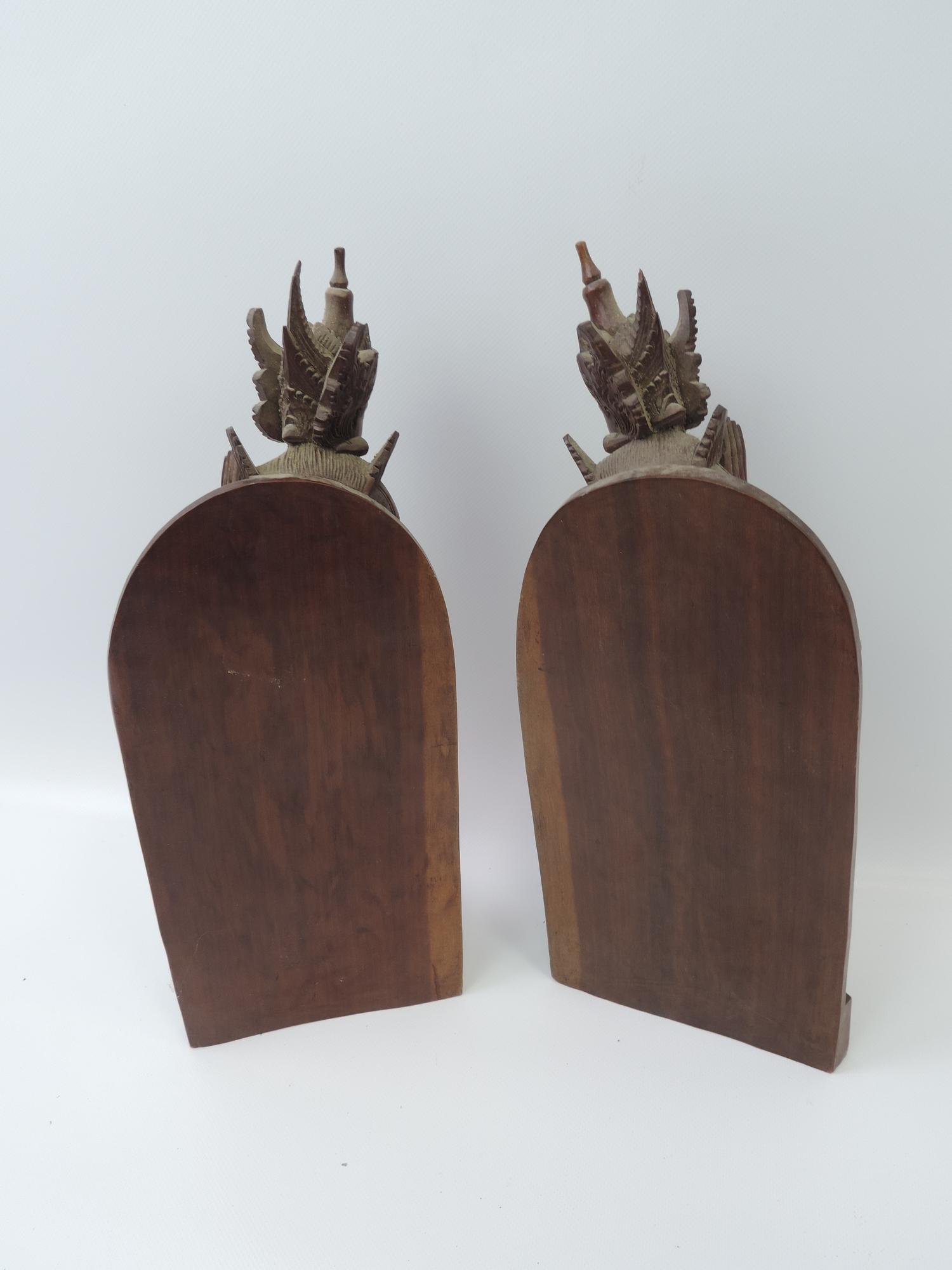Pair of Carved Balinese Teak Figural Book Ends - Image 6 of 6