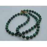 Malachite Necklace with Yellow Metal Clasp