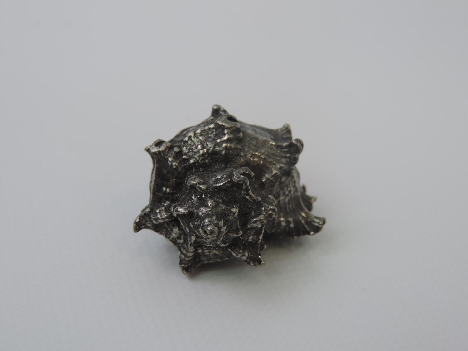 Miniature Unmarked White Metal Pin Cushion in the Form of a Conch Shell - Image 4 of 4