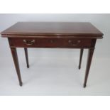 Edwardian Mahogany Folding Tea Table with Drawer under with Inlaid Details to Legs