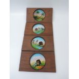 Set of 4x Victorian Indian Glass Slides Depicting the Capture of a Tiger