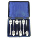 Cased Set of 6x Birmingham Bright Cut Silver Spoons - 68 grams