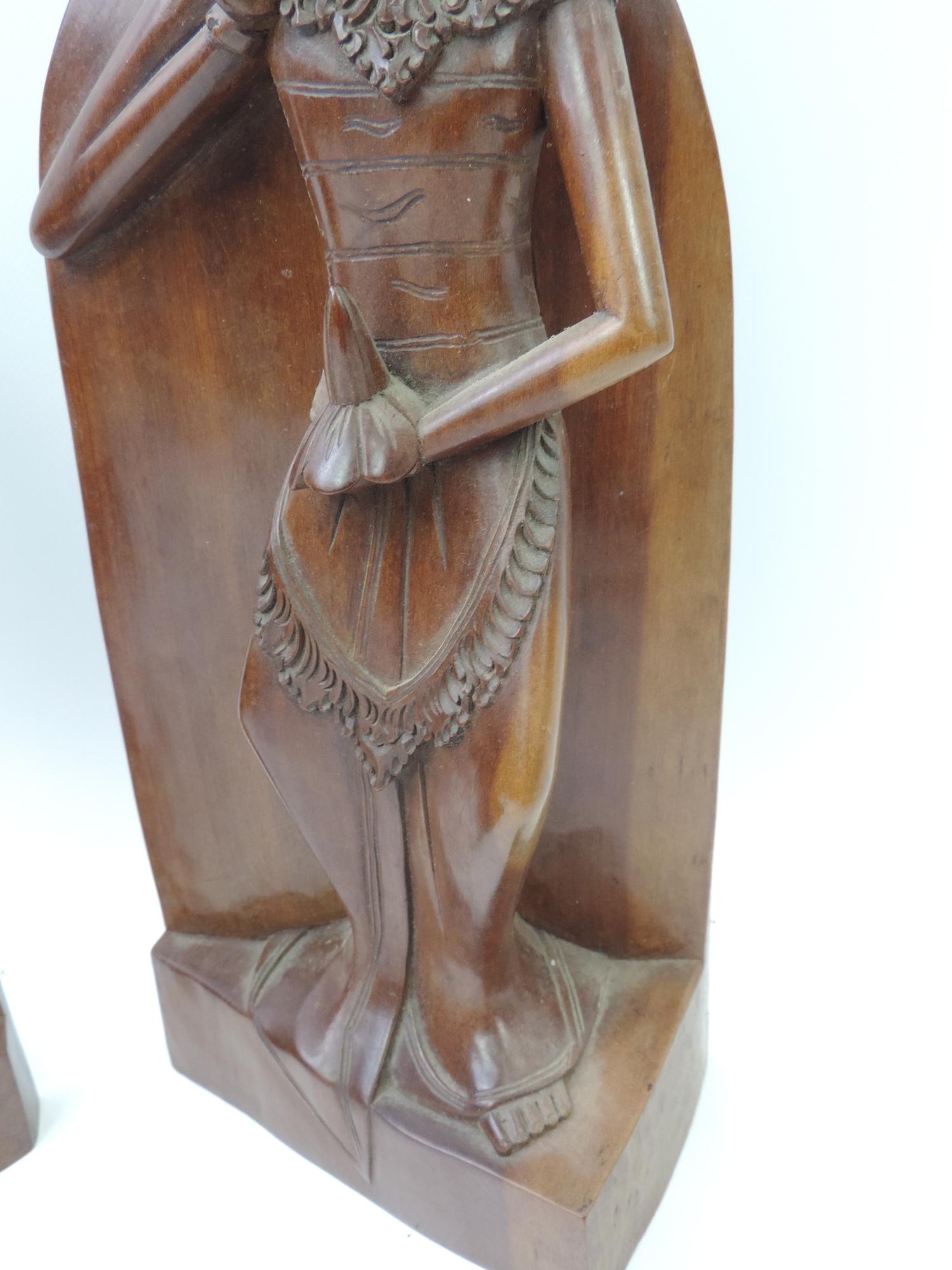 Pair of Carved Balinese Teak Figural Book Ends - Image 4 of 6