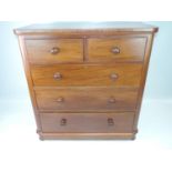 Victorian Mahogany Two over Three Chest of Drawers With Original Turned Handles