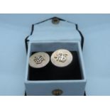 Pair of 14ct Yellow Gold Cufflinks with Chinese Symbol Design