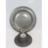 Pewter Ink Stand and a Pewter Charger - 15" Diameter