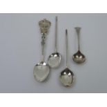 2x White Metal Spoons and 2x Sterling Silver Spoons