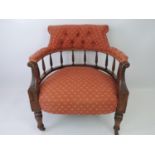 Victorian Mahogany Tub Chair on Turned Legs with Castor Feet