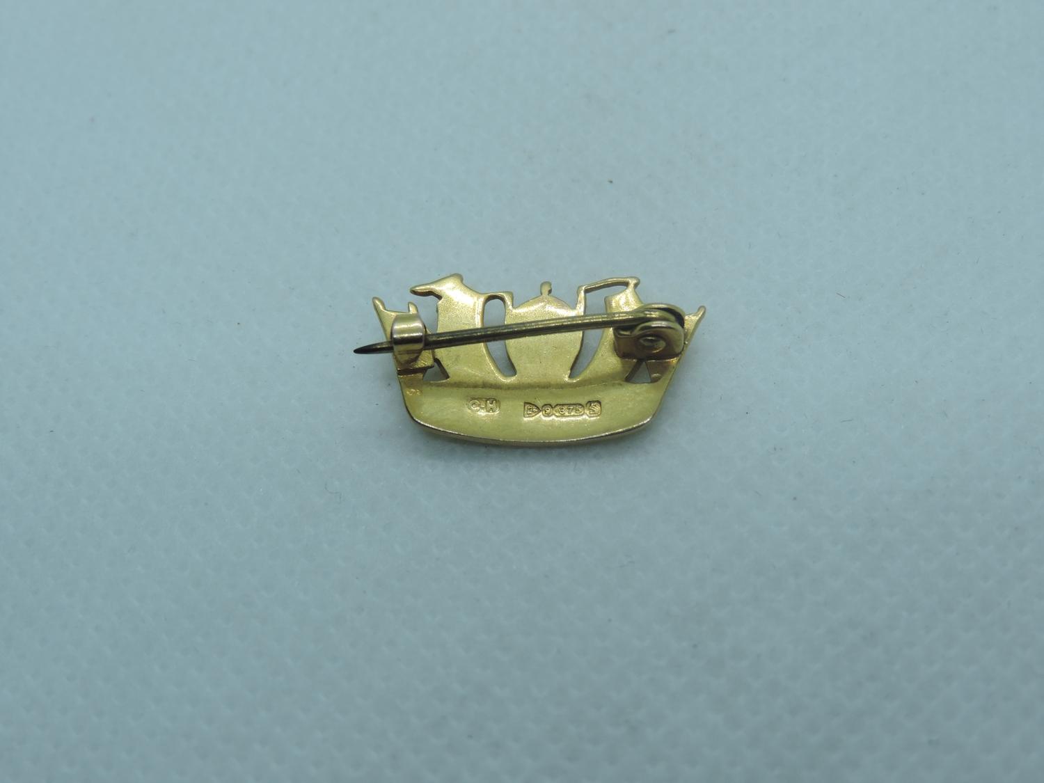 9ct Gold Naval Crown Brooch - Image 3 of 3