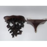Carved Black Forest Wall Shelf - Birds in Tree and One Other