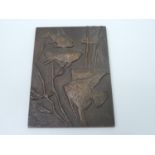 Richard Niescher Krefeld Bronze Plaque - Depicting Fish