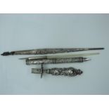 Quantity of Silver Fountain Pens etc