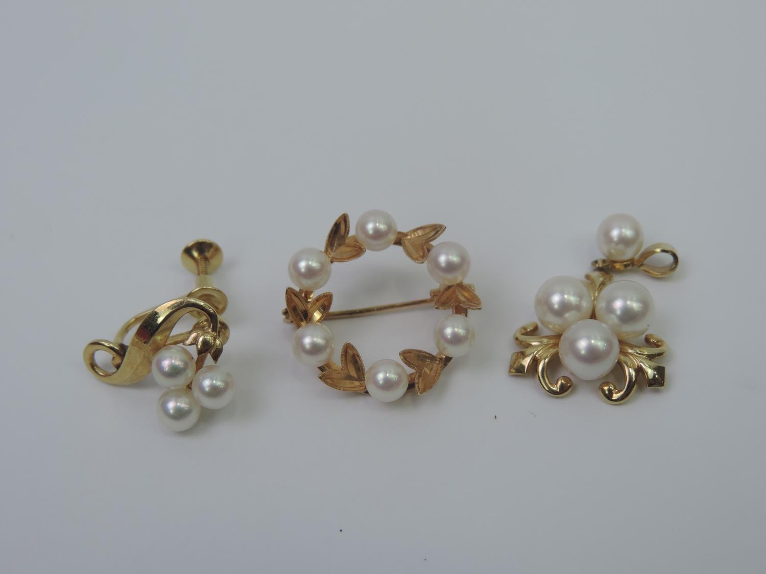 Quantity of Yellow Metal Pearl Jewellery - Hallmarked K14 - Image 6 of 6