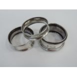 3x Sterling Silver Napkin Rings - 2x Chester Hallmarked and 1x Sheffield