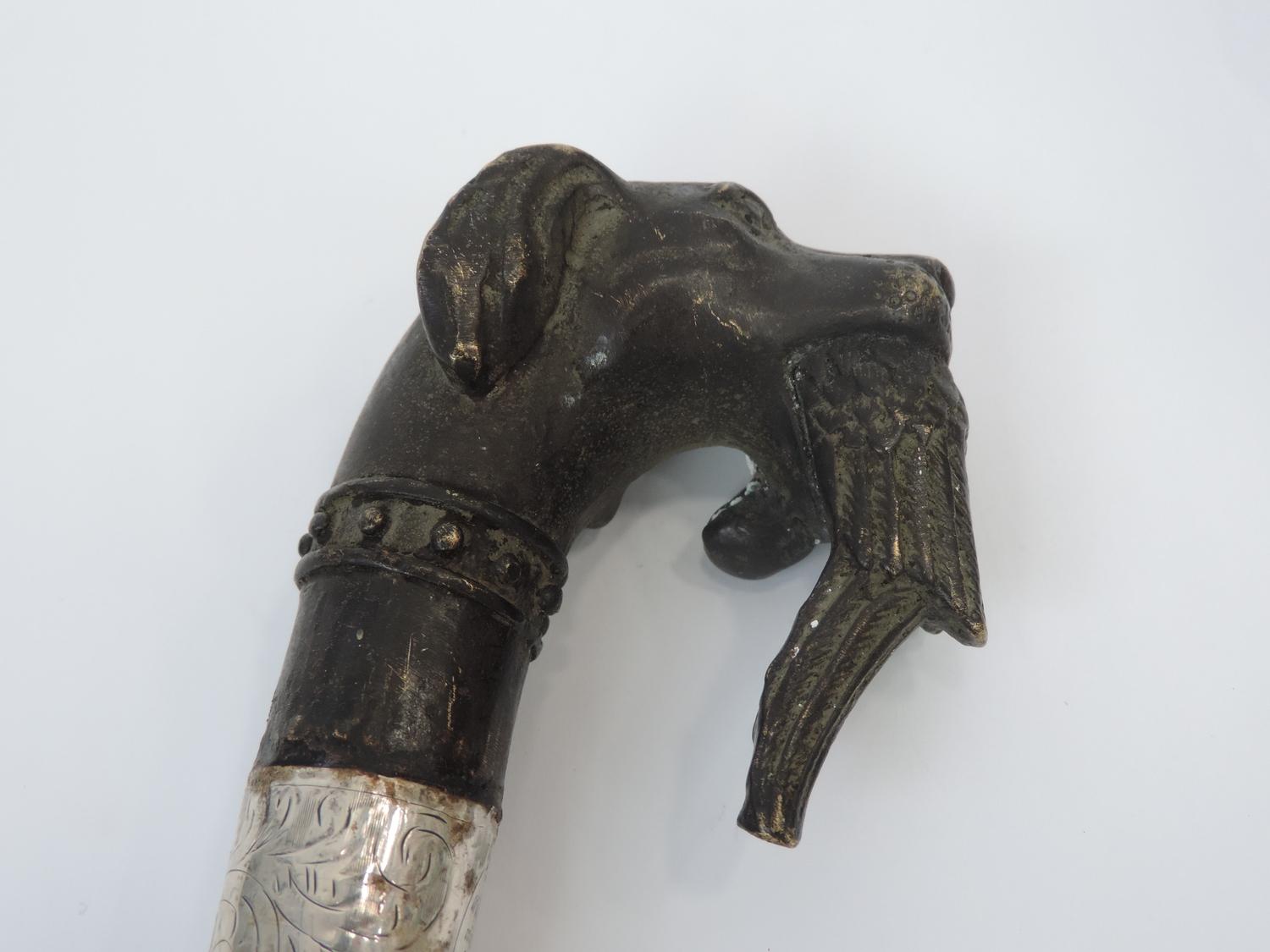 Walking Cane with Bronzed Dog's Head Handle - Image 2 of 5