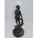 Spelter Figure - Fisherman - 14" High