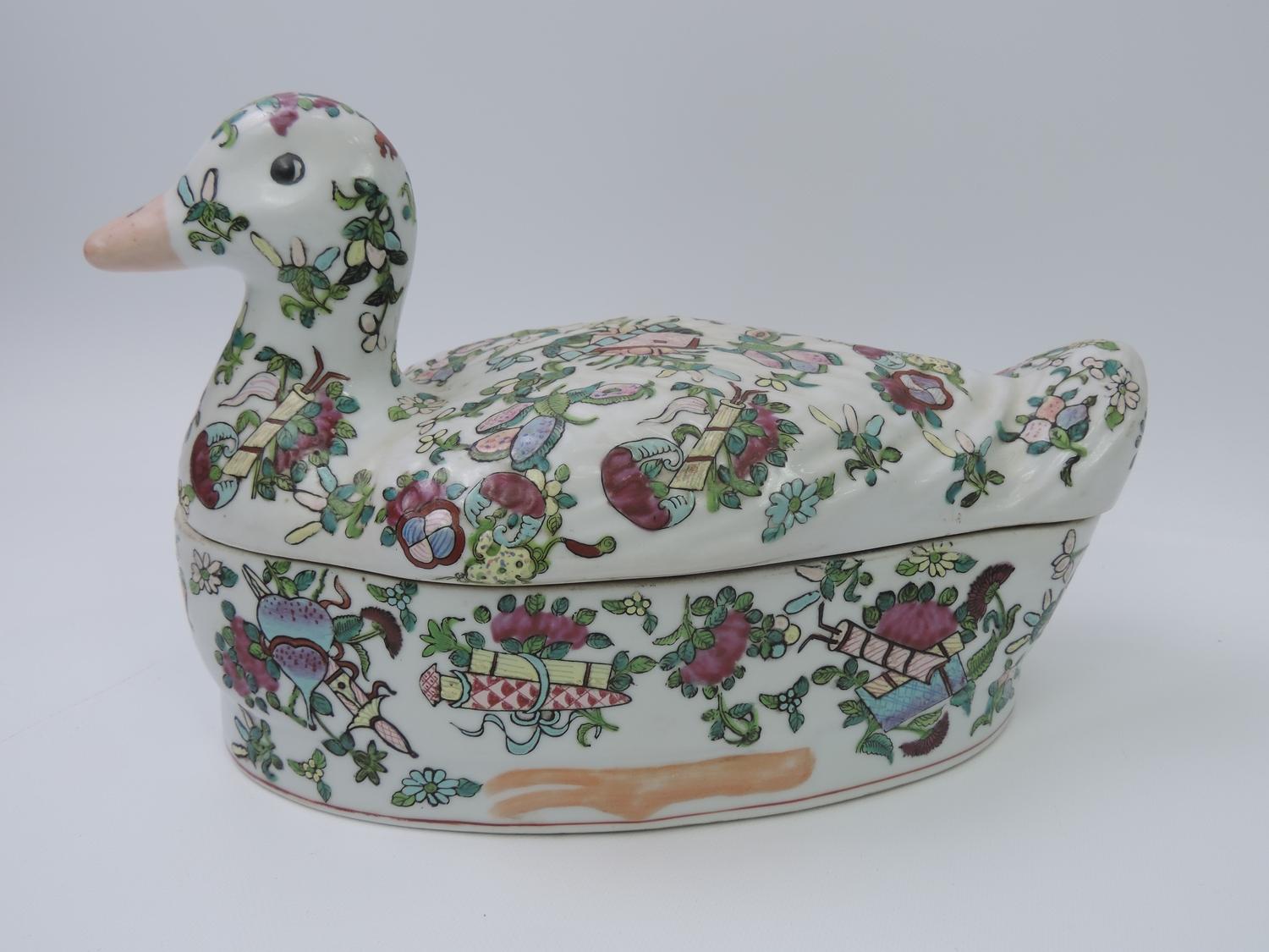 Hand Painted Oriental Japanese Jug and Duck Serving Dish - Image 2 of 4