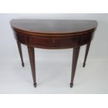 Victorian Rosewood Folding Tea Table with Boxwood Inlay