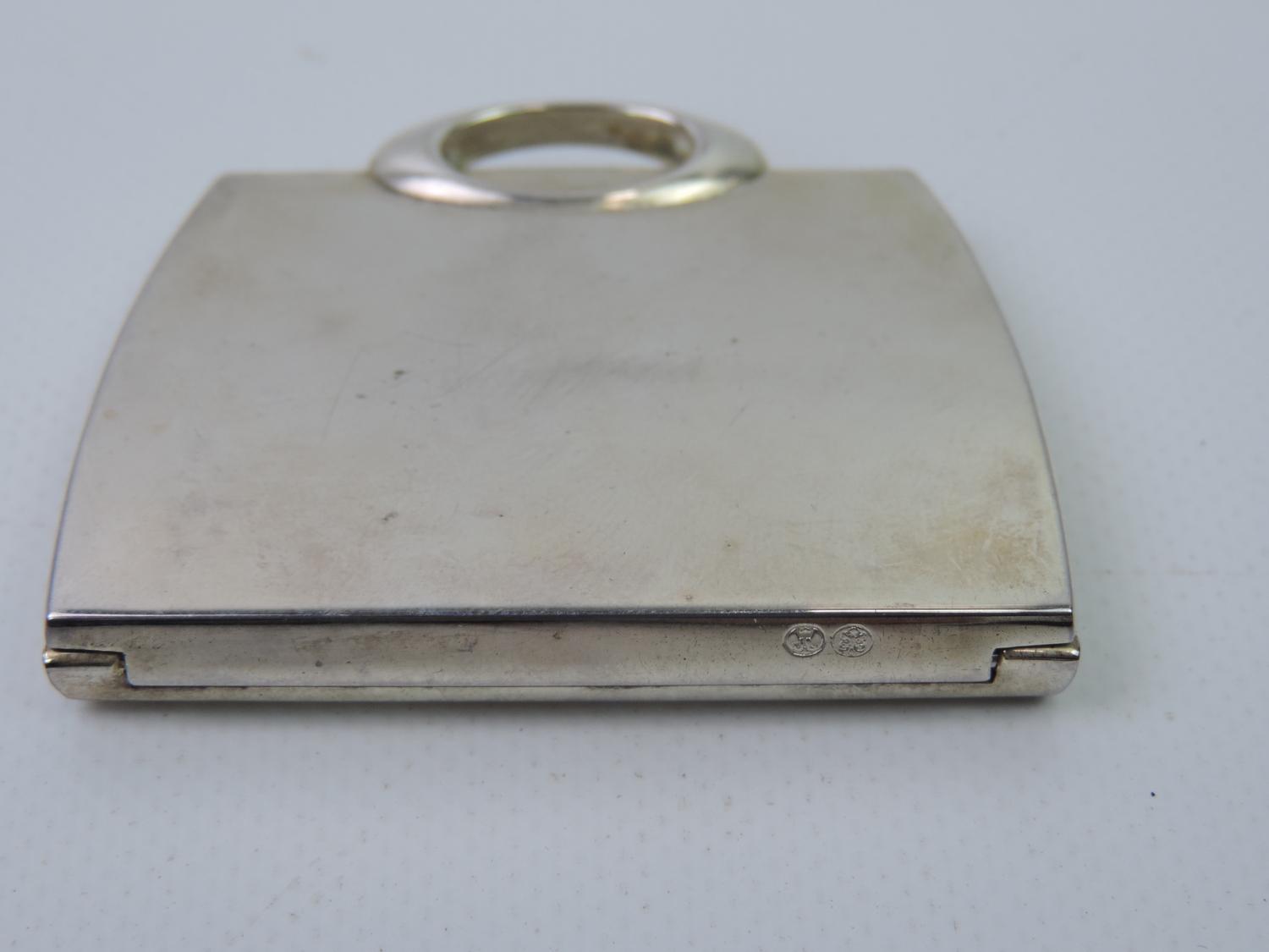 White Metal Compact Mirror in the form of a Purse and Scent Bottle - Image 2 of 4