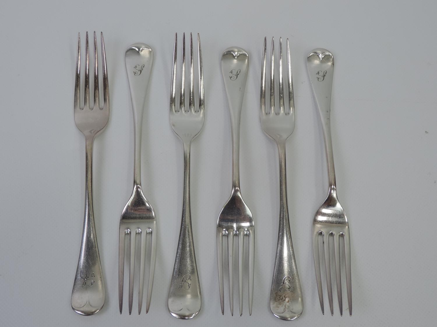 Set of 6x Walker and Hall Silver Plated Table Forks