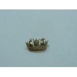 9ct Gold Naval Crown Brooch