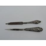 2x Vintage Silver Handled Manicure Tools