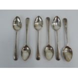 Set of 6x Sterling Silver Teaspoons with Bright Cut Handles - Sheffield 1937