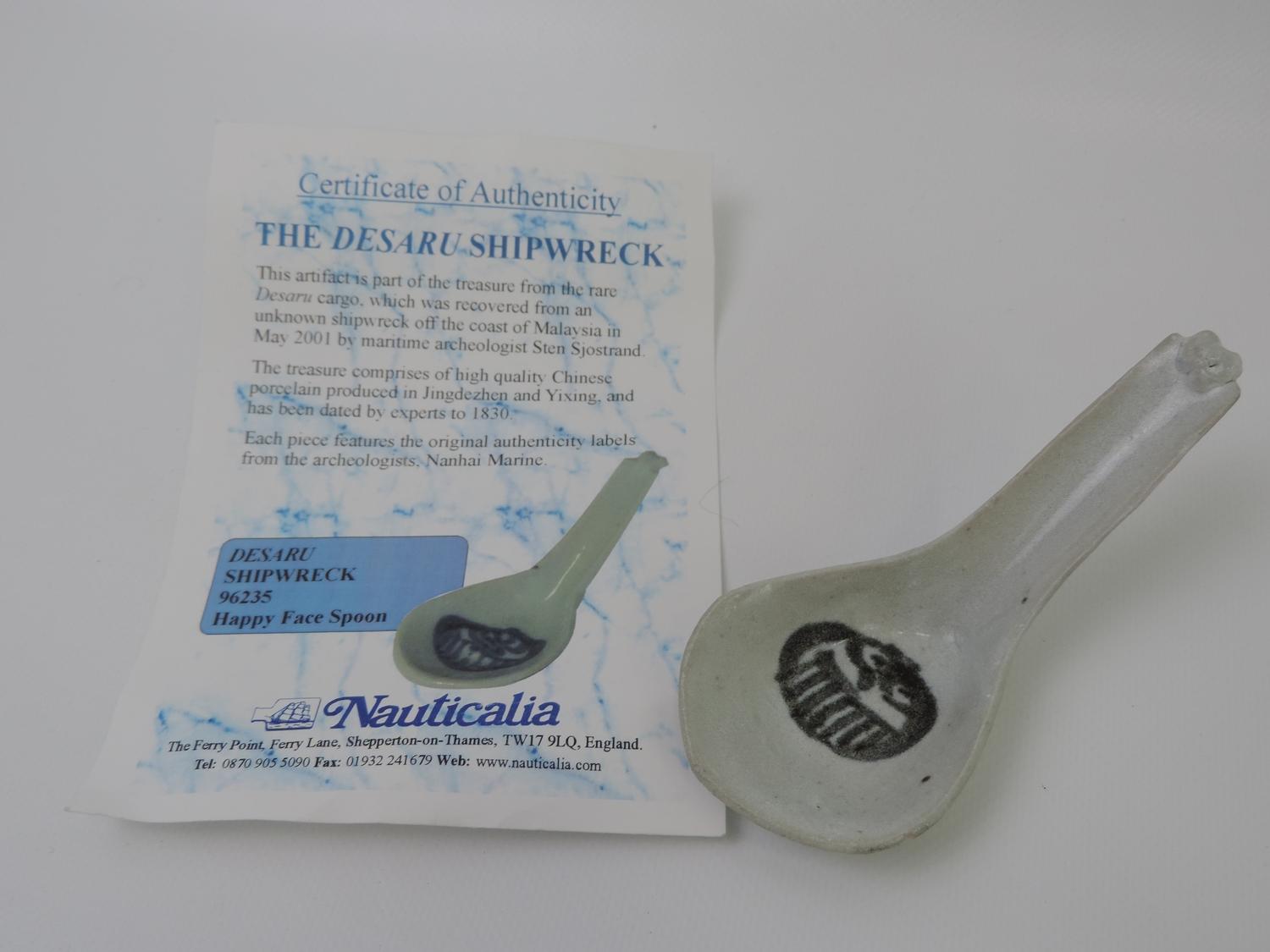 Desaru Shipwreck 'Happy Face' Spoon with Certificate of Authenticity - Nanhai Marine Archaeology