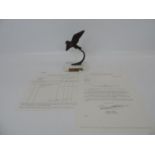 Bronze Ornament - Peregrine Falcon 'Flight' By Ravera F.R.B.S with Original Documentation - 7" High