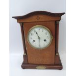 Art Nouveau Inlaid Mahogany Mantel Clock