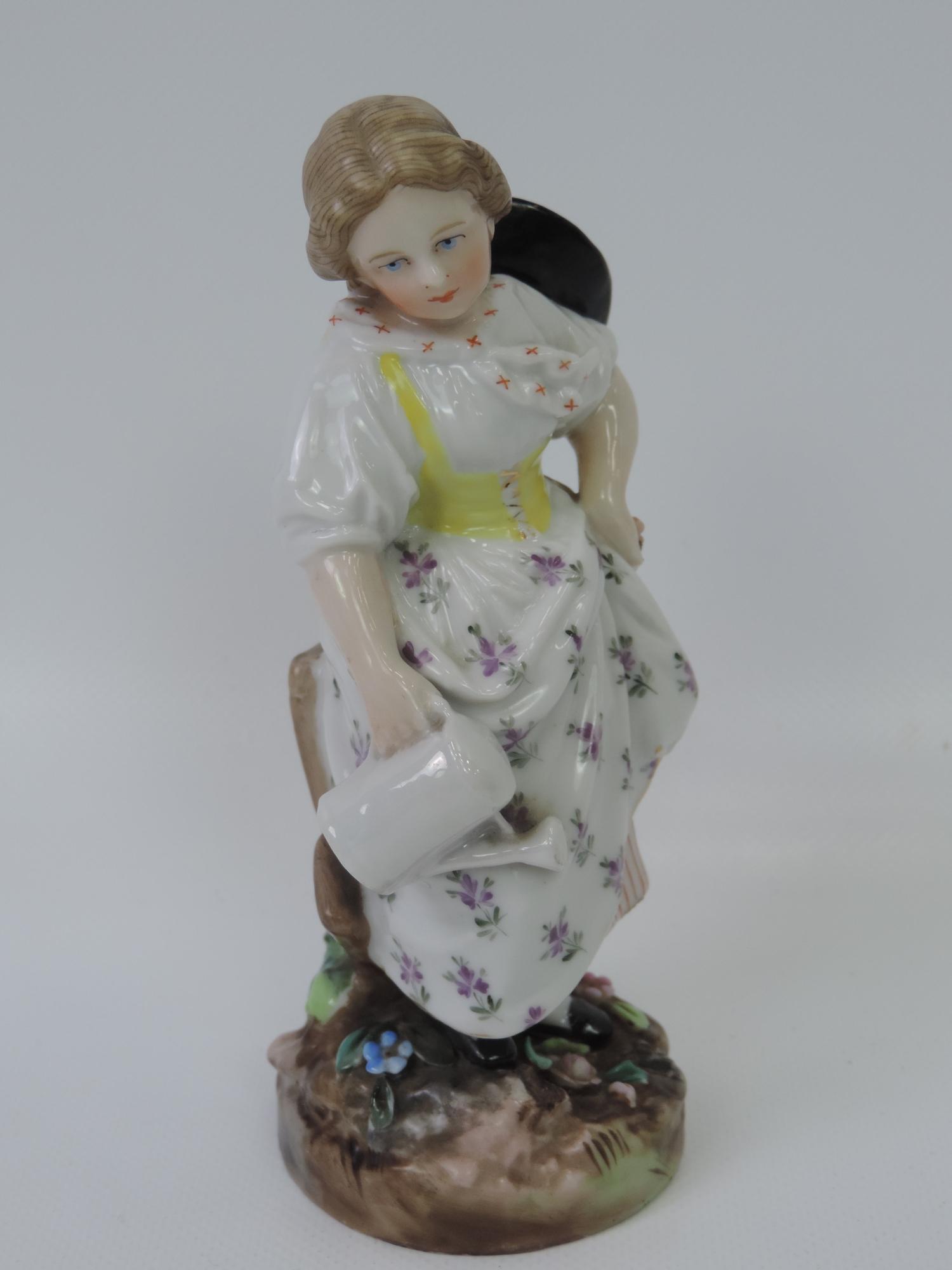 Pair of Hand Painted Porcelain Figures with Mark to Base - Image 4 of 5