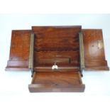 Victorian Oak Stationery Box with Hidden Drawer and Key