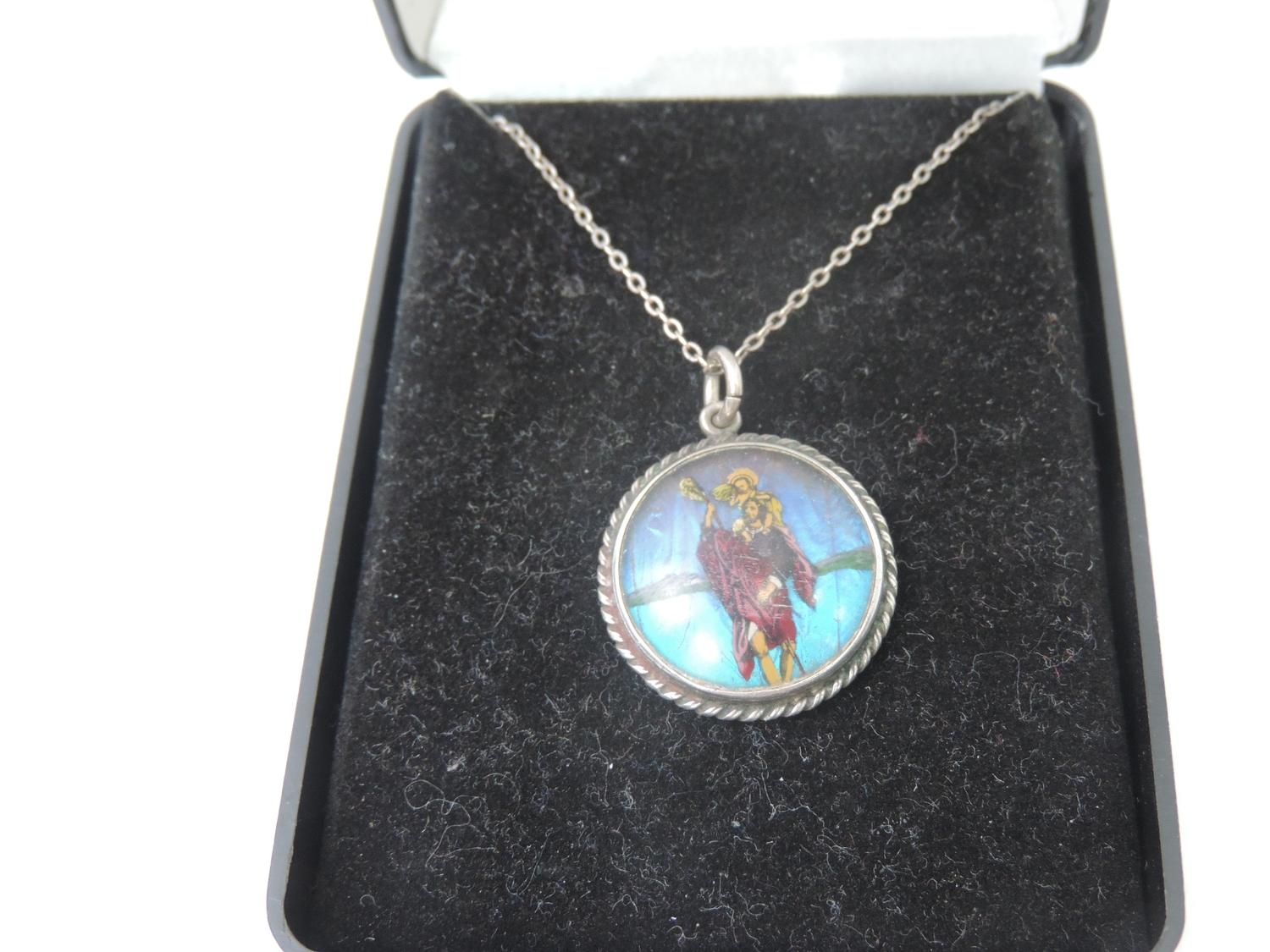 Sterling Silver Butterfly Wing St. Christopher Pendant on Chain - Image 2 of 5