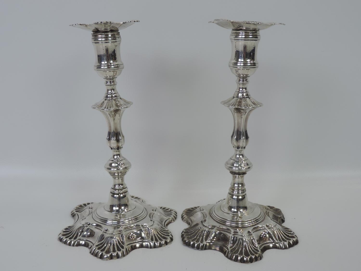 Pair of Good Quality Georgian Silver Candlesticks - John Cafe 1751 - 950 grams - 8.5" High