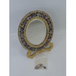 Victorian Gilt and Micro Mosaic Framed Oval Bevel Edged Mirror
