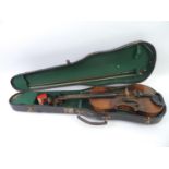 Cased Antique Violin - Marked Inside Antonius Stradivarius 1798