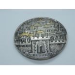 Circular Sterling Silver Plaque - Jerusalem