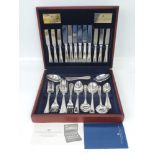 Cased Set of Viners Silver Plated Cutlery - 44 Piece Westbury Canteen