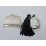 White Metal Compact Mirror in the form of a Purse and Scent Bottle