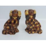 Pair of Bridgwater Slipware Dogs - 17cm High - Damage to Ear