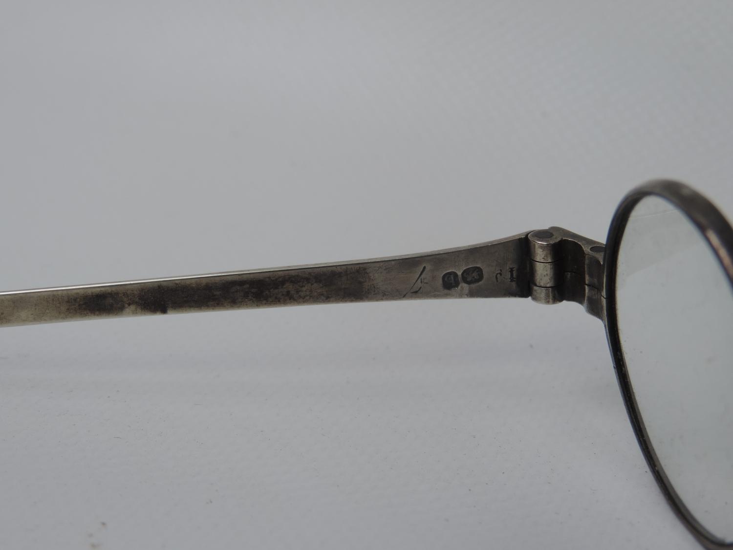 Rare Cased Pair of Georgian Sterling Silver Wig Spectacles - Fully Hallmarked - Image 4 of 8