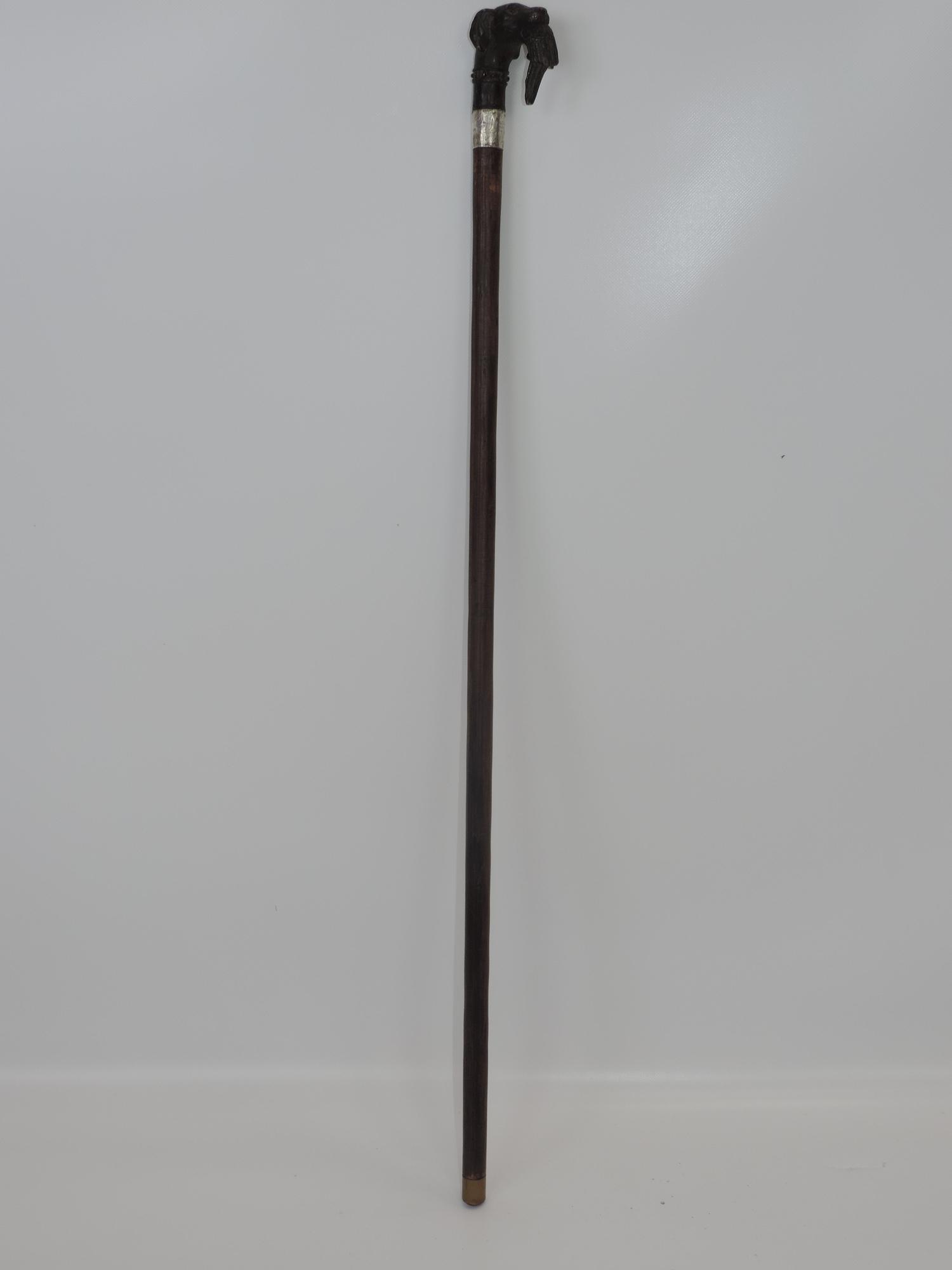 Walking Cane with Bronzed Dog's Head Handle