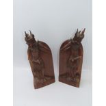 Pair of Carved Balinese Teak Figural Book Ends