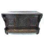 Profusely Carved Teak Damchiya/Dowry Chest - Circa 1850 - 46.5" Wide 32" Tall 25" Deep