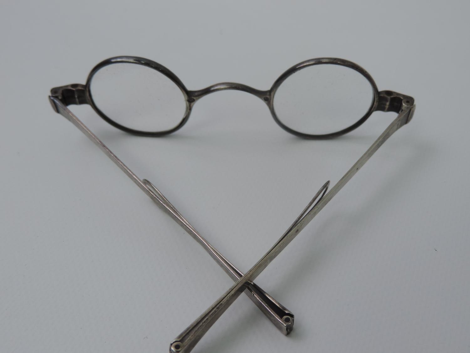 Rare Cased Pair of Georgian Sterling Silver Wig Spectacles - Fully Hallmarked - Image 7 of 8